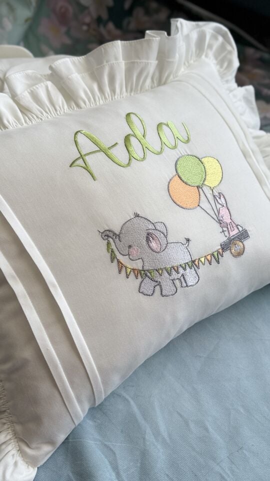 Filli Balonlu Nakışlı Hastane Çıkışı Seti – İsimli Yenidoğan Takımı