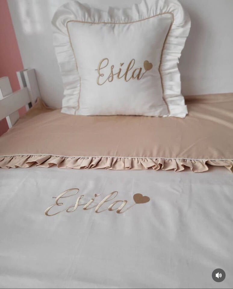 İsimli ve Kalpli Modern Bebek Nevresim Takımı