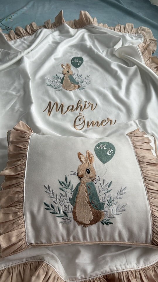 İsimli Deniz Kızı Kuyruğu Nakışlı Kız Bebek Nevresim Takımı