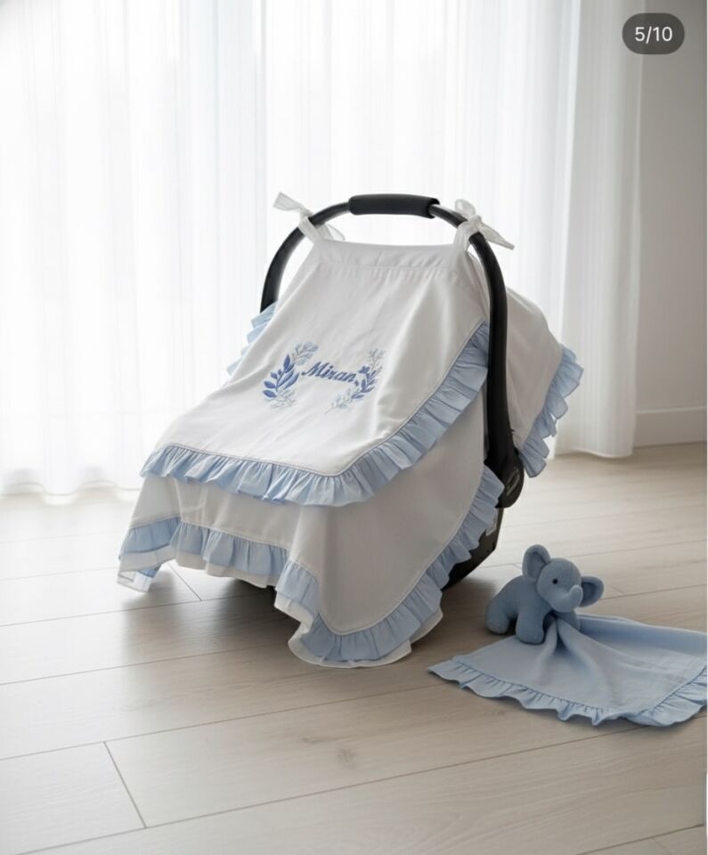 Pamuklu Bebek Arabası Örtüsü