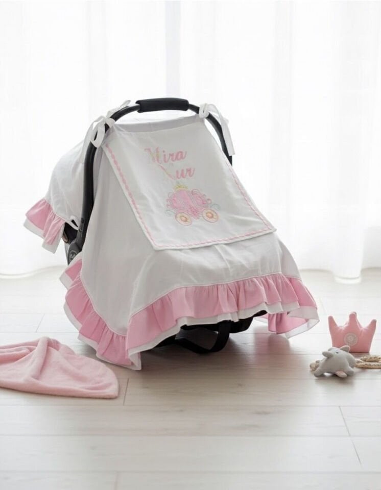 Pamuklu bebek puset örtüsü – sivrisinek tüllü ve nefes alabilen tasarım