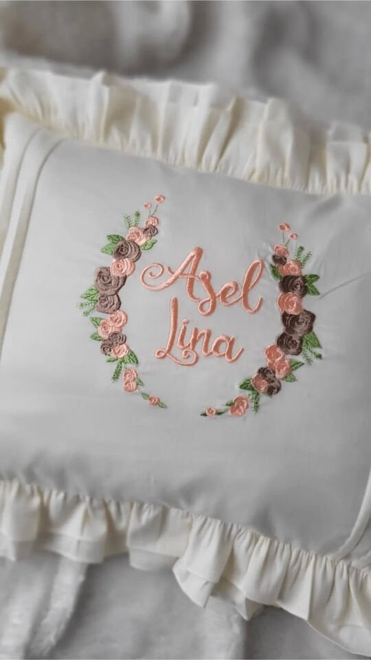 Krem Kumaş Güllü Set