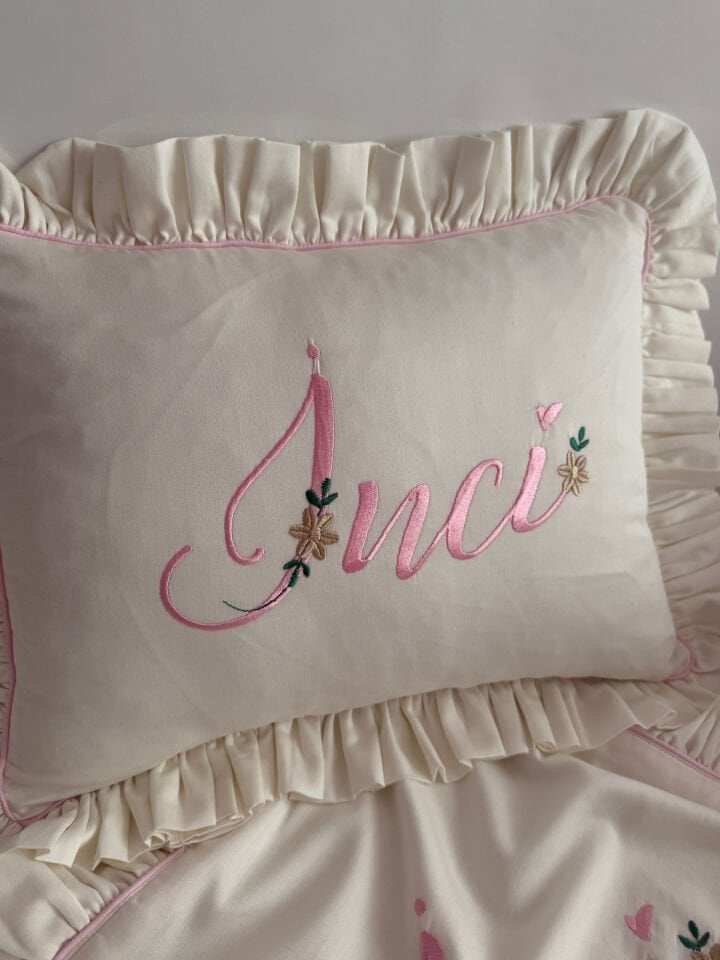 İsimli Pamuk Saten Sade Takı Yastığı