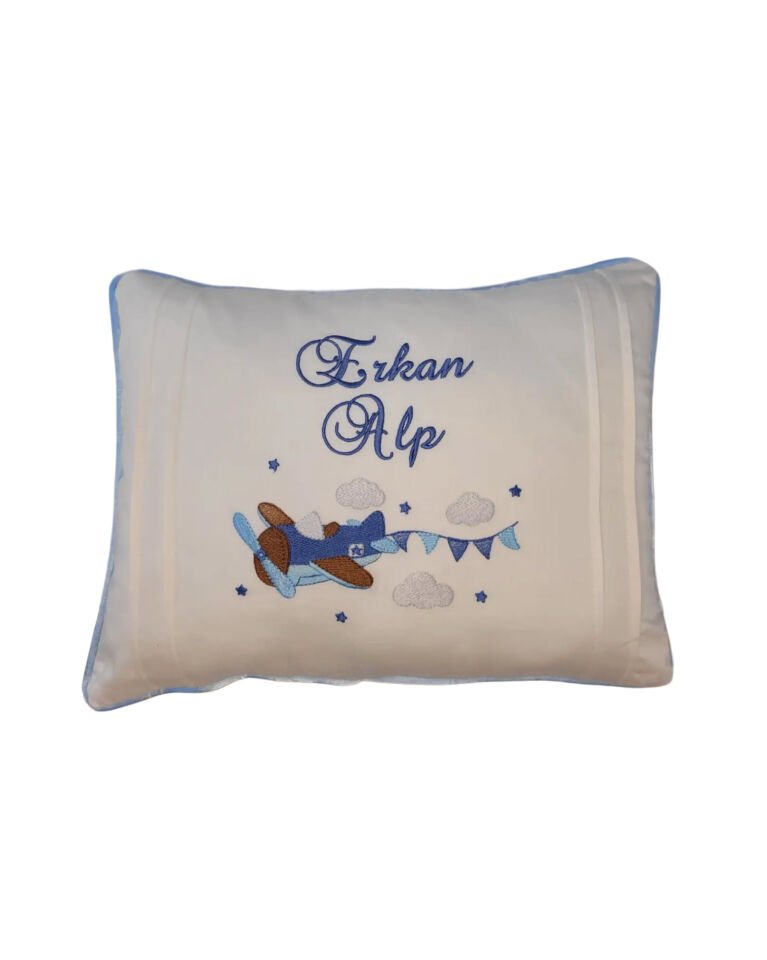 Uçaklı isimli pamuk saten takı yastığı