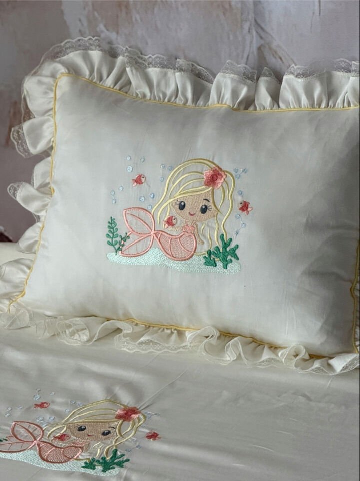 Deniz Kızı Pamuk Saten Yastık /Takı Yastığı