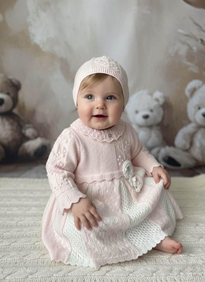 Örgü Pamuklu Pembe Elbise