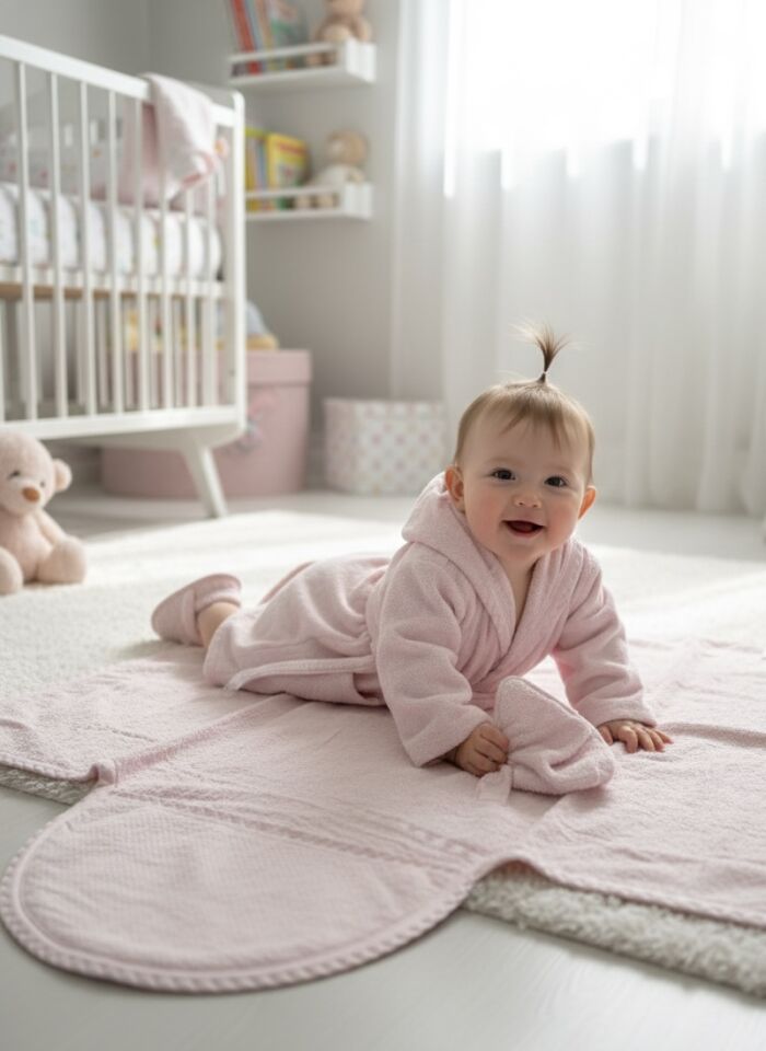 0–24 Ay Bebek Bornoz Seti | Kutulu Premium 4’lü Banyo Seti (Bornoz, Havlu, Terlik, Kese)