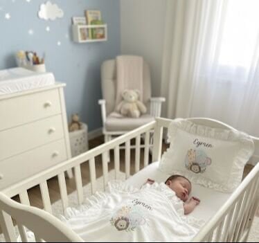 isimli nakışlı bebek nevresim takımı